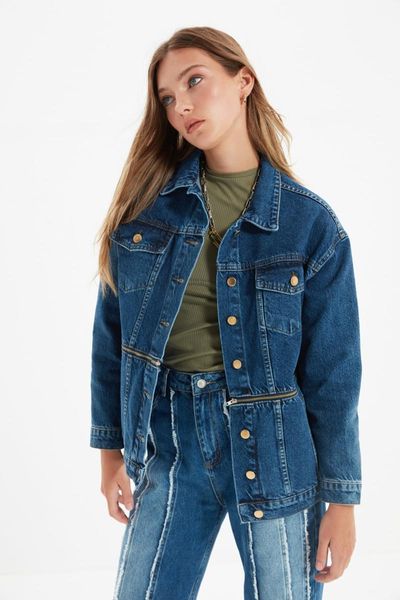 women's jackets trendyol removable zipper detailed denim jacket twoaw22ce0135, Black;brown
women's jackets trendyol removable zipper detailed denim jacket twoaw22ce0135, Black;brown