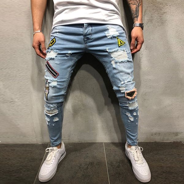 2021 new hole bae embroidery label fashion pencil men's european style large size s-3xl vqld, Blue
2021 new hole bae embroidery label fashion pencil men's european style large size s-3xl vqld, Blue
