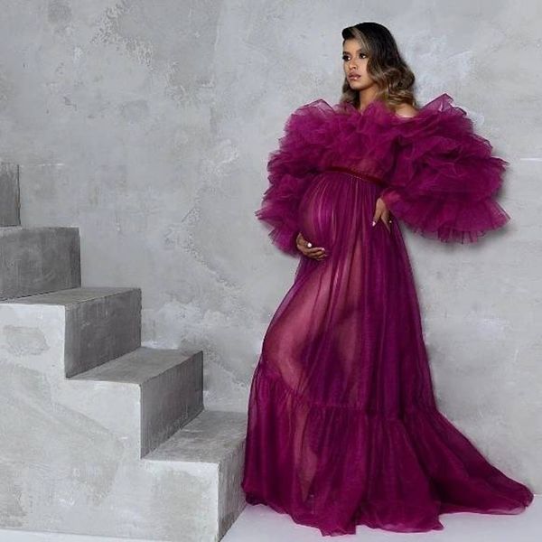 a line tulle prom dresses ruffle long sleeve pregnant women's dress customise pleat maternity gowns for p shoot, Black
a line tulle prom dresses ruffle long sleeve pregnant women's dress customise pleat maternity gowns for p shoot, Black