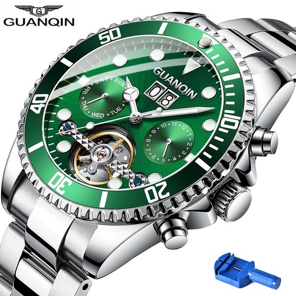new guanqin green clock men luxury make automatic tours waterproof week mechanical relogio masculino, Slivery;brown
new guanqin green clock men luxury make automatic tours waterproof week mechanical relogio masculino, Slivery;brown