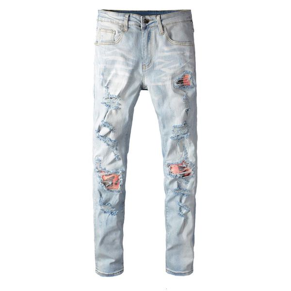 New Male Fashionable Street Pants Make Custom-colored Patches Patched Young Man's Jean Holes Stretching Jeans 0yyo, Blue
New Male Fashionable Street Pants Make Custom-colored Patches Patched Young Man's Jean Holes Stretching Jeans 0yyo, Blue