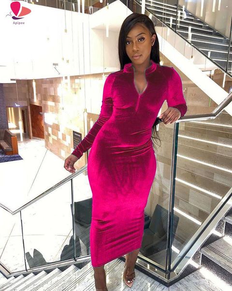 casual dresses autumn winter velvet dress vintage zipper v-neck solid for women party elegant bodycon vestidos femme robe hiver, Black;gray
casual dresses autumn winter velvet dress vintage zipper v-neck solid for women party elegant bodycon vestidos femme robe hiver, Black;gray