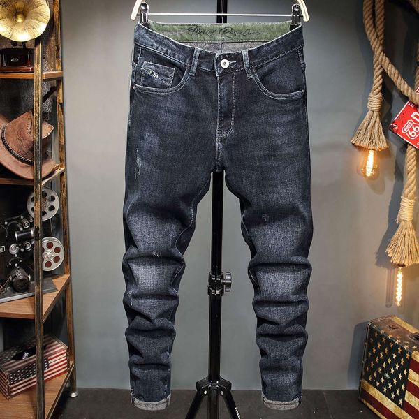 autumn and winter new thin cashmere jeans men's fashion brand slim feet elastic thickened casual pants fleece, Blue
autumn and winter new thin cashmere jeans men's fashion brand slim feet elastic thickened casual pants fleece, Blue