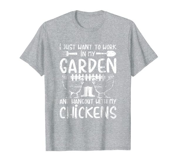 chicken and garden lover men women farm gardener t-shirt, White;black 
chicken and garden lover men women farm gardener t-shirt, White;black