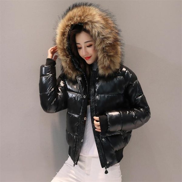 big fur new winter women parkas hooded waterproof down parka female jacket glossy short coat woman slim warm outwear 201211, Black
big fur new winter women parkas hooded waterproof down parka female jacket glossy short coat woman slim warm outwear 201211, Black