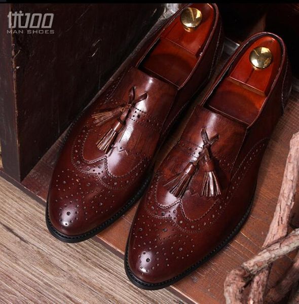 dress shoes selling men's bullock carved retro fringed derby genuine leather wedding formal men dropship, Black
dress shoes selling men's bullock carved retro fringed derby genuine leather wedding formal men dropship, Black