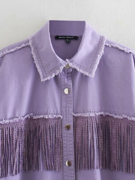 2021 new womens purple vintage ripped tassel jacket coat rivet high street wear 3qu3, White
2021 new womens purple vintage ripped tassel jacket coat rivet high street wear 3qu3, White