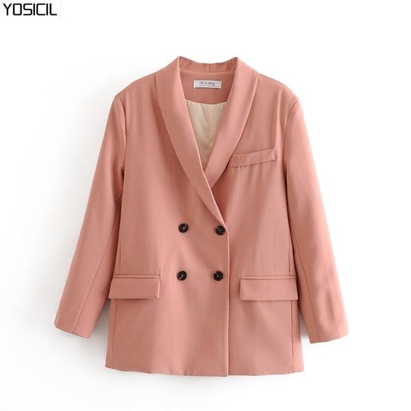 yosicil fashion pink and khaki blazer women double breasted casual office coat lady shawl collar elegant blazer feno 2021, White;black
yosicil fashion pink and khaki blazer women double breasted casual office coat lady shawl collar elegant blazer feno 2021, White;black