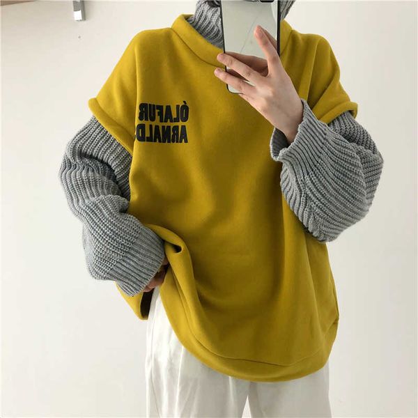 fake two pieces turtleneck sweatshirt women's knit sleeve winter loose warm women pullover harajuku streetwear 210531, Black
fake two pieces turtleneck sweatshirt women's knit sleeve winter loose warm women pullover harajuku streetwear 210531, Black