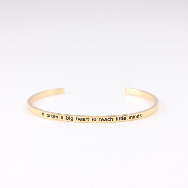 bangle 316l stainless steel open cuff bangles bracelets gold it takes a big heart to teach little minds inspirational mantra, Black
bangle 316l stainless steel open cuff bangles bracelets gold it takes a big heart to teach little minds inspirational mantra, Black