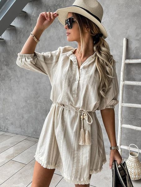 fashion half sleeve button womens dress boho mini shirt summer long casual cotton sundress tassel beach dresses robe, Black;gray
fashion half sleeve button womens dress boho mini shirt summer long casual cotton sundress tassel beach dresses robe, Black;gray