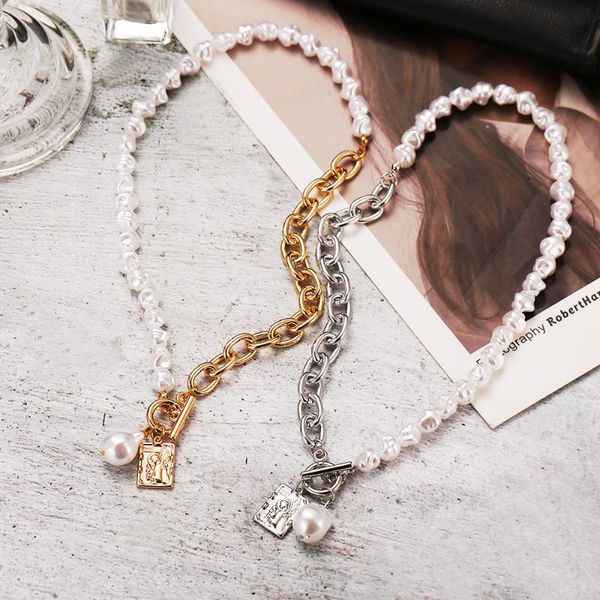 pendant necklaces punk baroque imitation pearl chain choker necklace for women fashion asymmetric lock 2021 trend jewelry, Silver
pendant necklaces punk baroque imitation pearl chain choker necklace for women fashion asymmetric lock 2021 trend jewelry, Silver