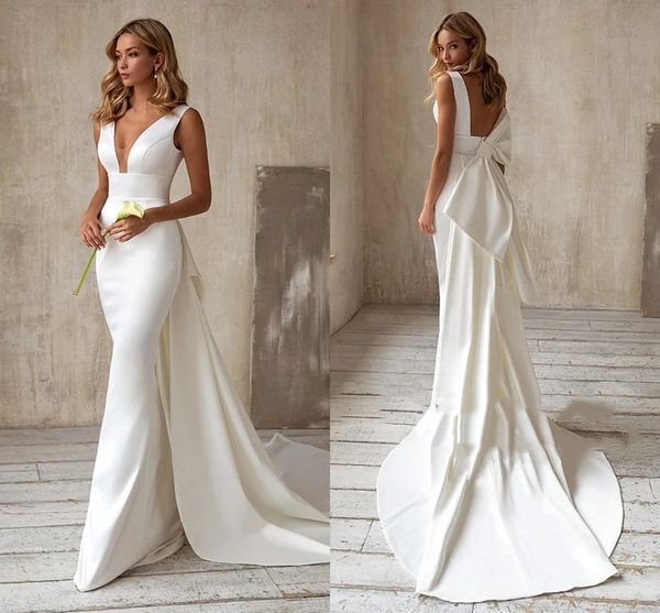 elegant mermaid wedding dresses with detachable train bow white ivory boho beach wedding bridal gown v-neck abito da sposa
elegant mermaid wedding dresses with detachable train bow white ivory boho beach wedding bridal gown v-neck abito da sposa