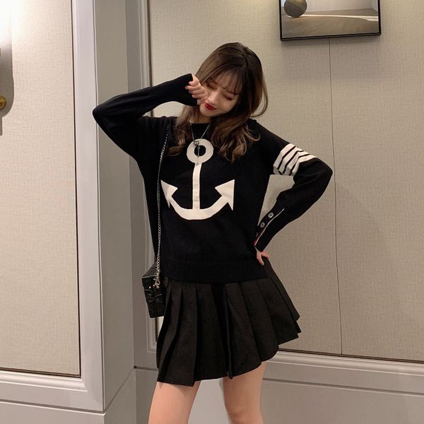 sweater women's 2021 autumn and winter new ship anchor long sleeve net red knitted bottomed shirt foreign style loose pullover, White
sweater women's 2021 autumn and winter new ship anchor long sleeve net red knitted bottomed shirt foreign style loose pullover, White