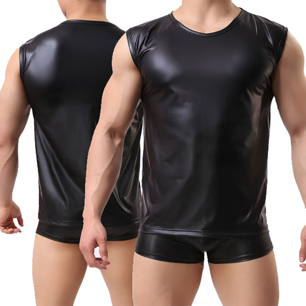 Sexy Men Tank Tops Faux Leather Fitness Bodystocking Latex Undershirts Slip Hombre Tops Underwear Lingerie Erotic Gay Clubwear, Black
Sexy Men Tank Tops Faux Leather Fitness Bodystocking Latex Undershirts Slip Hombre Tops Underwear Lingerie Erotic Gay Clubwear, Black