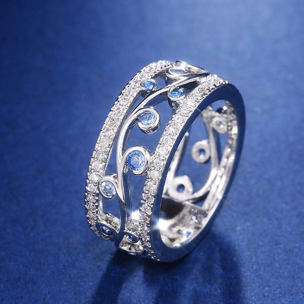 wedding rings luxury hollow out design geometric for women dazzling blue&white cz stone inlay delicate engagement jewelry band, Slivery;golden
wedding rings luxury hollow out design geometric for women dazzling blue&white cz stone inlay delicate engagement jewelry band, Slivery;golden