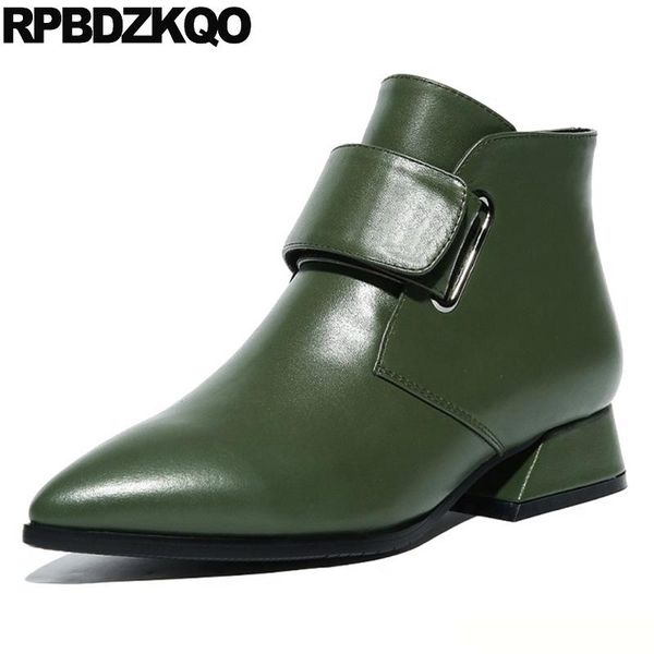 boots pointed toe ladies waterproof winter women trend low heel fur belts genuine leather shoes chunky green short ankle booties, Black
boots pointed toe ladies waterproof winter women trend low heel fur belts genuine leather shoes chunky green short ankle booties, Black