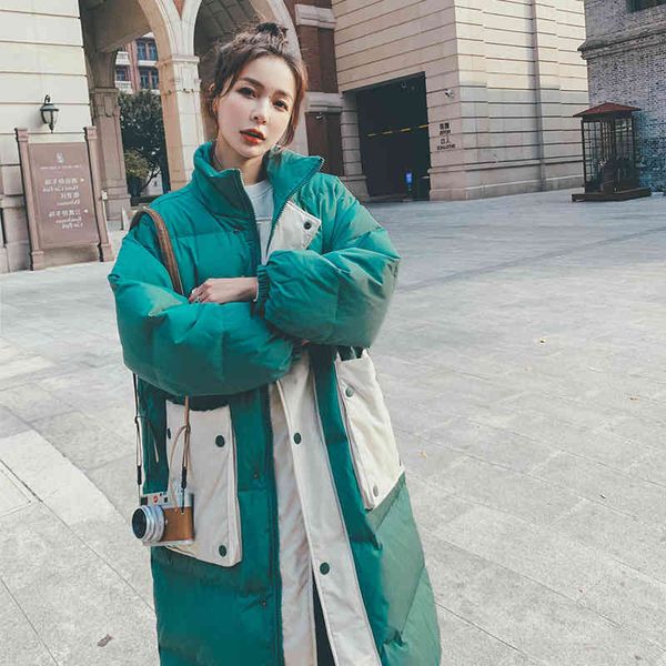 women's down & parkas winter new green contrast color cotton jacket women's mid-length loose and thick down a3xq, Black
women's down & parkas winter new green contrast color cotton jacket women's mid-length loose and thick down a3xq, Black