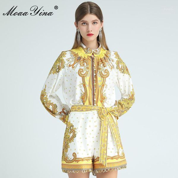women's tracksuits moaayina fashion designer set autumn women stand collar print single-breasted blouses +lace up shorts elegant two-pi, Gray
women's tracksuits moaayina fashion designer set autumn women stand collar print single-breasted blouses +lace up shorts elegant two-pi, Gray