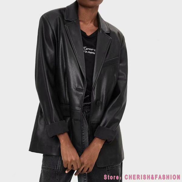 women's leather & faux loose pu blazers women jacket coat 2021 jackets outerwear ladies coats female suit, Black
women's leather & faux loose pu blazers women jacket coat 2021 jackets outerwear ladies coats female suit, Black