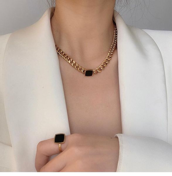chains european and american personality titanium steel thick necklace all-match black square clavicle chain lesbian bracelet, Silver
chains european and american personality titanium steel thick necklace all-match black square clavicle chain lesbian bracelet, Silver