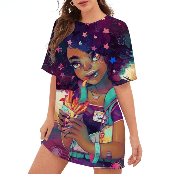 cloocl cartoons african girl women t-shirts printed lady clothes loose short sleeve hip-hop style teens leisure outfits, White
cloocl cartoons african girl women t-shirts printed lady clothes loose short sleeve hip-hop style teens leisure outfits, White