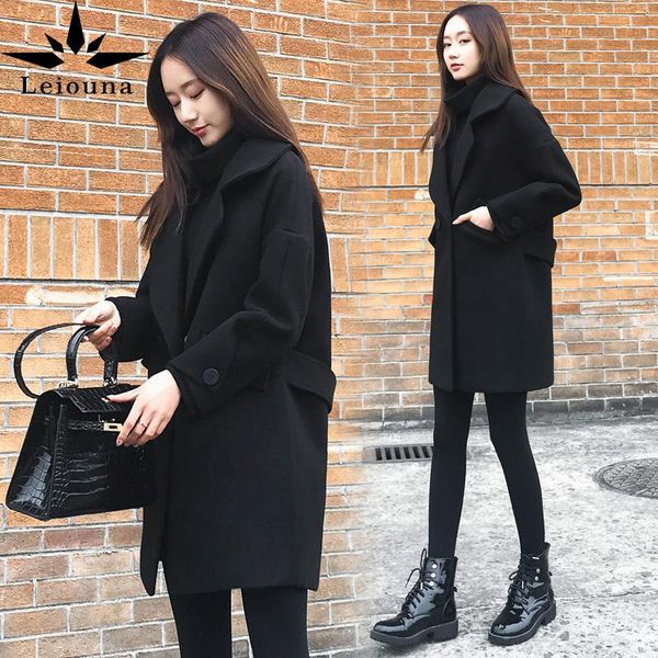 women's wool & blends leiouna office lady loose 2021 fashion autumn winter korean thin woolen coat mid long women, Black
women's wool & blends leiouna office lady loose 2021 fashion autumn winter korean thin woolen coat mid long women, Black