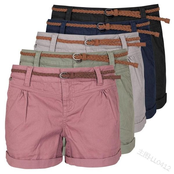 women's shorts solid high waisted curled in spring and summer 2021 gray black pink military green, White;black
women's shorts solid high waisted curled in spring and summer 2021 gray black pink military green, White;black