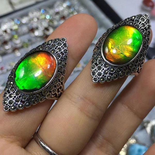 cluster rings antique retr style 925 sterling silver jewelry beautiful multicolored natural ammolite ring for gift, Golden;silver
cluster rings antique retr style 925 sterling silver jewelry beautiful multicolored natural ammolite ring for gift, Golden;silver