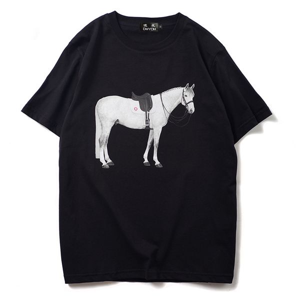 2021 new white horse with saddle print cotton short sleeve men's cartoon parttern t-shirt women t shirts|streetwear 6jq3, White;black
2021 new white horse with saddle print cotton short sleeve men's cartoon parttern t-shirt women t shirts|streetwear 6jq3, White;black