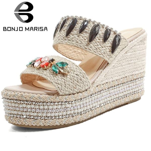 slippers bonjomarisa ladies summer holiday fashion platform crystal decorating women high wedges shoes woman, Black
slippers bonjomarisa ladies summer holiday fashion platform crystal decorating women high wedges shoes woman, Black