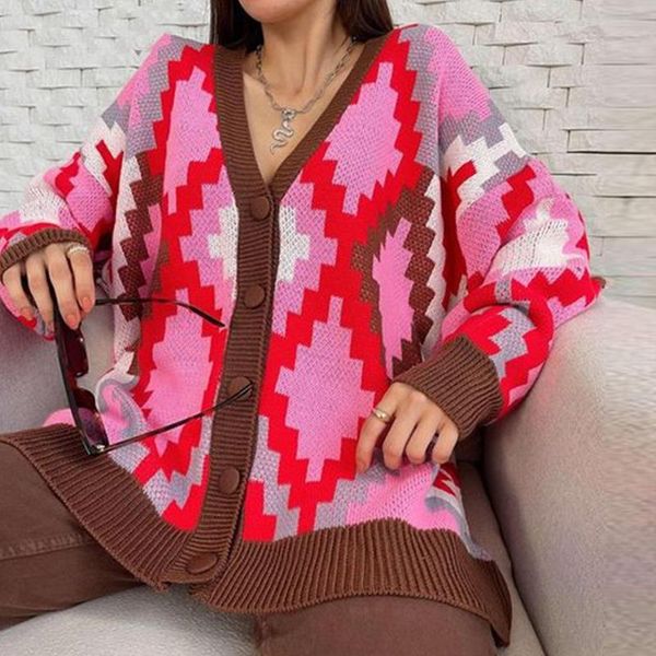 women's knits & tees winter women basic v neck argyle cardigans oversized knitwear 2021 autumn fashion y2k knitted sweater femme coat, White
women's knits & tees winter women basic v neck argyle cardigans oversized knitwear 2021 autumn fashion y2k knitted sweater femme coat, White