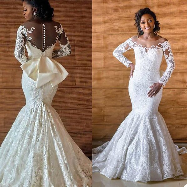 2021 luxury wedding dresses jewel long sleeves lace appliques bridal gowns custom made button back sweep train wedding dress, White
2021 luxury wedding dresses jewel long sleeves lace appliques bridal gowns custom made button back sweep train wedding dress, White