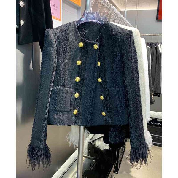 women's jackets high street est fall winter designer fashion double breasted feather embellished tweed jacket xoxl, Black;brown
women's jackets high street est fall winter designer fashion double breasted feather embellished tweed jacket xoxl, Black;brown