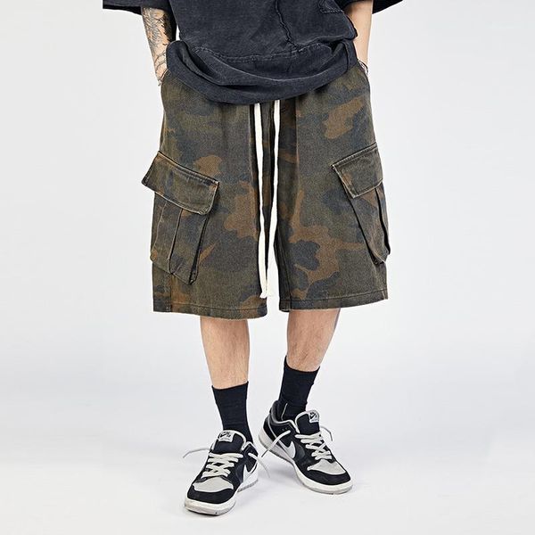 men's shorts summer camouflage cargo elastic waist streetwear distressed overalls loose casual five-point pants ma052, White;black
men's shorts summer camouflage cargo elastic waist streetwear distressed overalls loose casual five-point pants ma052, White;black