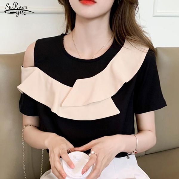 women's blouses & shirts 2021 summer off shoulder blouse women short sleeve chiffon ladies shirt elegant ruffles clothing chemise femme, White
women's blouses & shirts 2021 summer off shoulder blouse women short sleeve chiffon ladies shirt elegant ruffles clothing chemise femme, White