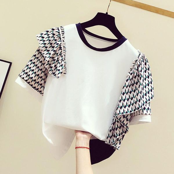 women's t-shirt 2021 summer korean designer women tshirt fashion round collar chic patchwork short sleeve t shirt female causal shirts, White
women's t-shirt 2021 summer korean designer women tshirt fashion round collar chic patchwork short sleeve t shirt female causal shirts, White