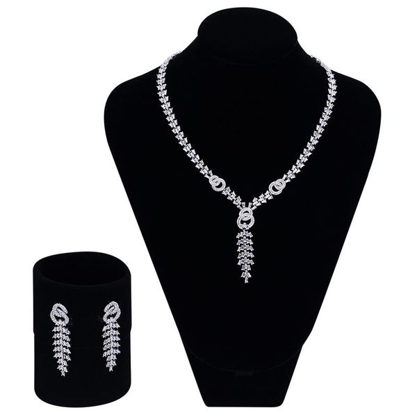 earrings & necklace luxury bridal jewelry sets for women rhodium plated setting white cz 2pcs set ( + ) drop, Silver
earrings & necklace luxury bridal jewelry sets for women rhodium plated setting white cz 2pcs set ( + ) drop, Silver