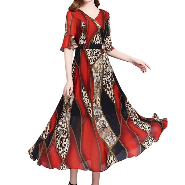 women fashion dress summer v-neck knee length short sleeve leopard print dress female dress vestidos plus size, Black;gray
women fashion dress summer v-neck knee length short sleeve leopard print dress female dress vestidos plus size, Black;gray