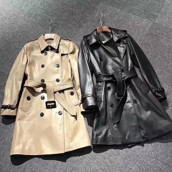 women's trench coats 2021 spring autumn fashion sheepskin genuine leather motor biker jacket with belt, Tan;black
women's trench coats 2021 spring autumn fashion sheepskin genuine leather motor biker jacket with belt, Tan;black