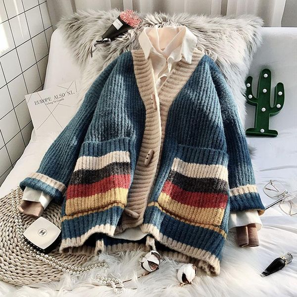 women's knits & tees peonfly cardigan sweater autumn and winter loose striped print long sleeve knitted jacket oversize 2021, White
women's knits & tees peonfly cardigan sweater autumn and winter loose striped print long sleeve knitted jacket oversize 2021, White