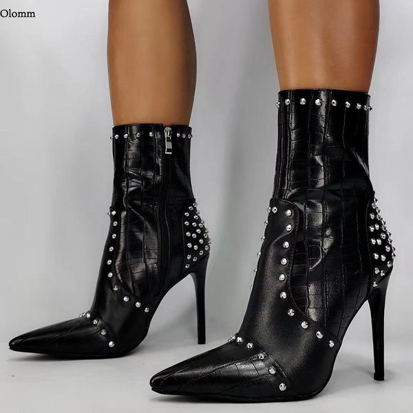 rontic new handmade women ankle boots studded stiletto heels pointed toe super black club wear shoes women plus us size 5-15
rontic new handmade women ankle boots studded stiletto heels pointed toe super black club wear shoes women plus us size 5-15