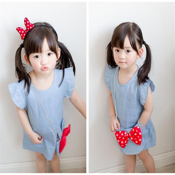 girl's dresses girls 2-8 y summer o-neck ruffle sleeveless denim mini fashion lovely dot bow bag little princess jeans, Red;yellow
girl's dresses girls 2-8 y summer o-neck ruffle sleeveless denim mini fashion lovely dot bow bag little princess jeans, Red;yellow