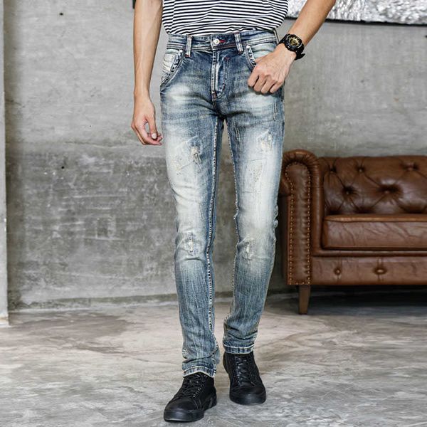 men's jeans italian style fashion men retro blue slim fit denim distressed ripped trousers vintage designer cotton pa
men's jeans italian style fashion men retro blue slim fit denim distressed ripped trousers vintage designer cotton pa
