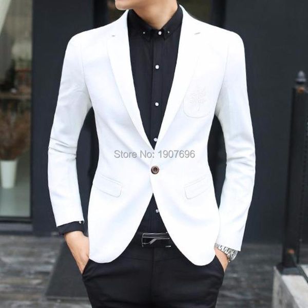 men's suits & blazers white single man blazer for boyfriend prom stage clothes sim fit weddng suit jacket casual male fashon style coa, White;black
men's suits & blazers white single man blazer for boyfriend prom stage clothes sim fit weddng suit jacket casual male fashon style coa, White;black