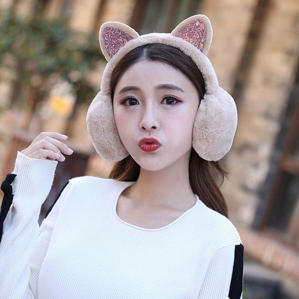 berets winter soft comfortable fluffy shiny sequin earmuffs warm plush cute cat animal ears warmer, Blue;gray
berets winter soft comfortable fluffy shiny sequin earmuffs warm plush cute cat animal ears warmer, Blue;gray