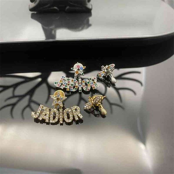 75%off outlet bee asymmetric letter pearl earrings female, Silver