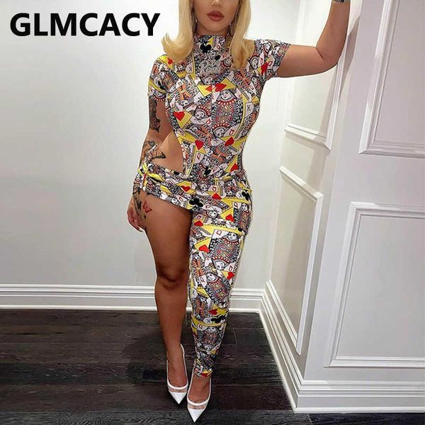women short sleeve poker printed jumpsuit cut out asymmetrical skinny overalls party clubwear 210702, Black;white
women short sleeve poker printed jumpsuit cut out asymmetrical skinny overalls party clubwear 210702, Black;white