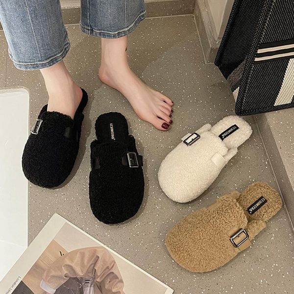 slippers flat shoes female woman's fur flip flops rivet luxury slides cover toe flock 2021 plush designer massage rubber with fu, Black
slippers flat shoes female woman's fur flip flops rivet luxury slides cover toe flock 2021 plush designer massage rubber with fu, Black