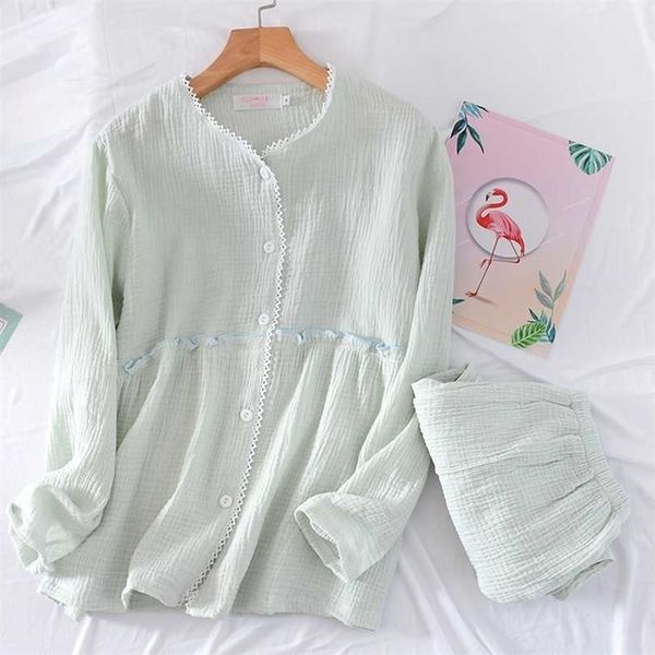 japanese style spring and autumn ladies pajamas set cotton crepe long sleeve trousers home service suit for women 211109, Black;red
japanese style spring and autumn ladies pajamas set cotton crepe long sleeve trousers home service suit for women 211109, Black;red